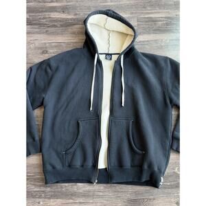 BAC Sherpa Lined Thick Heavyweight Full-Zip Hoodie Black Jackson Hole Wyoming